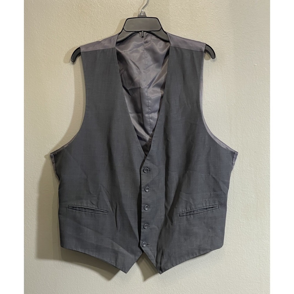 Caravelli Italy Men's Size 48R/43W Polyblend Gray Suit Vest Waistcoat 5 Buttons